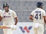 India's Ravichandran Ashwin, left, and Shreyas Iyer celebrates after scoring the final run to beat Bangladesh on the fourth day of the second cricket test match, in Dhaka, Bangladesh, Sunday, Dec. 25, 2022.(PTI) India's Ravichandran Ashwin, left, and Shreyas Iyer celebrates after scoring the final run to beat Bangladesh on the fourth day of the second cricket test match, in Dhaka, Bangladesh, Sunday, Dec. 25, 2022.(PTI)