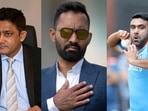Anil Kumble: Dinesh Karthik: R Ashwin(getty images) Anil Kumble: Dinesh Karthik: R Ashwin(getty images)
