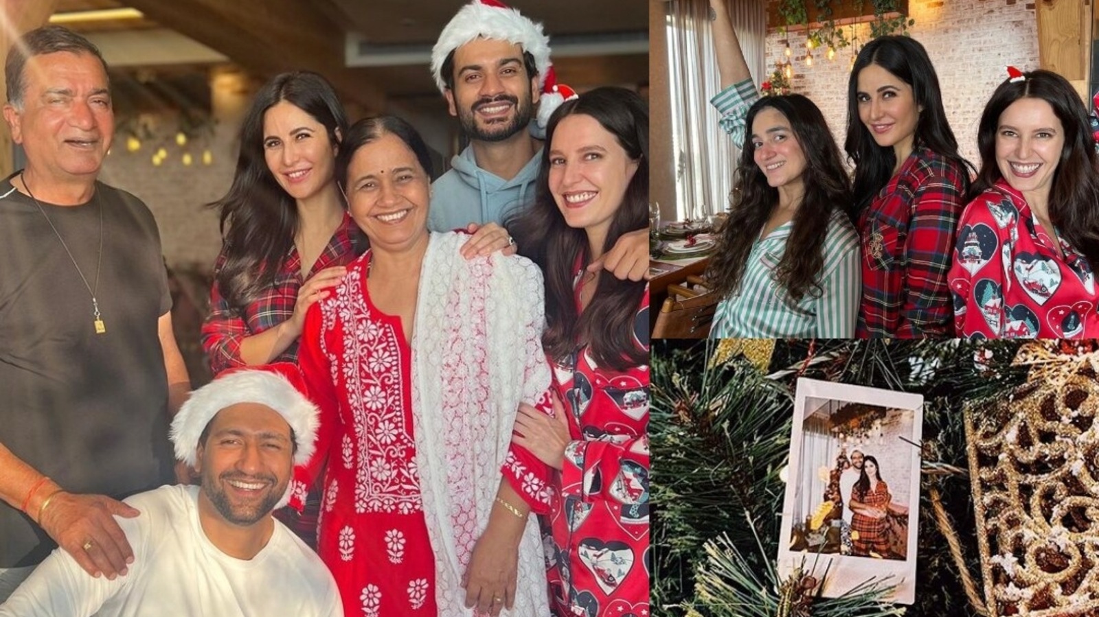 Katrina Kaif and Vicky Kaushal share pics of Christmas and family celebrations in pyjamas and Santa hats