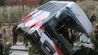 Spain Bus Accident: The emergency services said two corpses had been recovered.