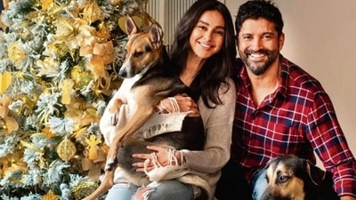 Farhan Akhtar and Shibani Dandekar: The couple wished their fans by sharing a postcard-worthy photo with their pet dogs. "Merry Xmas from mine to yours @faroutakhtar #JimmyAkhtar #TysonAkhtar," Shibani captioned the post. (Instagram/@shibanidandekarakhtar) Farhan Akhtar and Shibani Dandekar: The couple wished their fans by sharing a postcard-worthy photo with their pet dogs. "Merry Xmas from mine to yours @faroutakhtar #JimmyAkhtar #TysonAkhtar," Shibani captioned the post. (Instagram/@shibanidandekarakhtar)