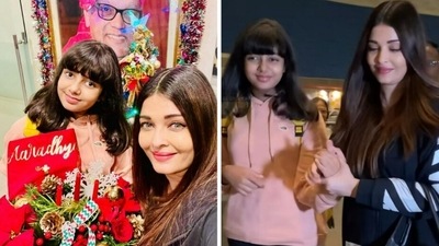 Aishwarya Rai shares Christmas picture with Aaradhya Bachchan before leaving for a vacation with Abhishek Bachchan. Aishwarya Rai shares Christmas picture with Aaradhya Bachchan before leaving for a vacation with Abhishek Bachchan.