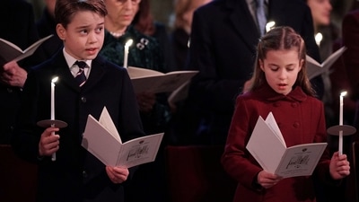 Royal Family Christmas: Prince George and Princess Charlotte during the 'Together at Christmas' Carol Service. (Reuters)