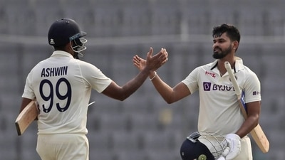 Ravichandran Ashwin and Shreyas Iyer prevented India from falling to their first-ever Test defeat to Bangladesh (AP) Ravichandran Ashwin and Shreyas Iyer prevented India from falling to their first-ever Test defeat to Bangladesh (AP)