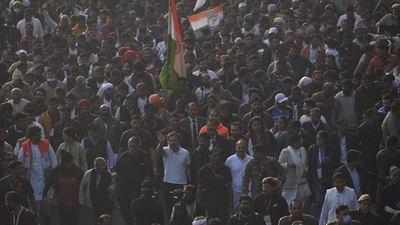Congress leader Rahul Gandhi during the bharat jodo yatra near jasola metro station in New Delhi. (Raj k Raj/HT Photo) Congress leader Rahul Gandhi during the bharat jodo yatra near jasola metro station in New Delhi. (Raj k Raj/HT Photo)