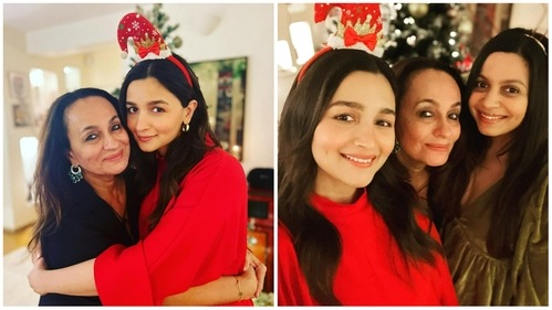 Soni Razdan with Alia Bhatt and Shaheen Bhatt. Soni Razdan with Alia Bhatt and Shaheen Bhatt.