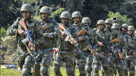 A file photo shows the Indian army personnel carrying out drills at Kibithu close to the Line of Actual Control (LAC) in Anjaw district of Arunachal Pradesh. (PTI)