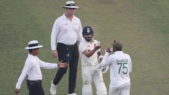 India's Virat Kohli reacts after his dismissal during the third day of the second cricket test match between Bangladesh and India, in Dhaka, Bangladesh, Saturday, Dec. 24, 2022. (AP Photo/Surjeet Yadav)(AP)