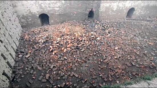 Debris at the brick kiln site on Saturday. (ANI)