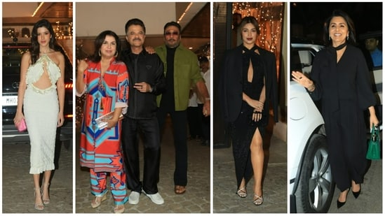 Shanaya Kapoor, Farah Khan, Jackie Shroff, Bhumi Pednekar and Neetu Kapoor at Anil Kapoor's birthday bash on Saturday. (Varinder Chawla)