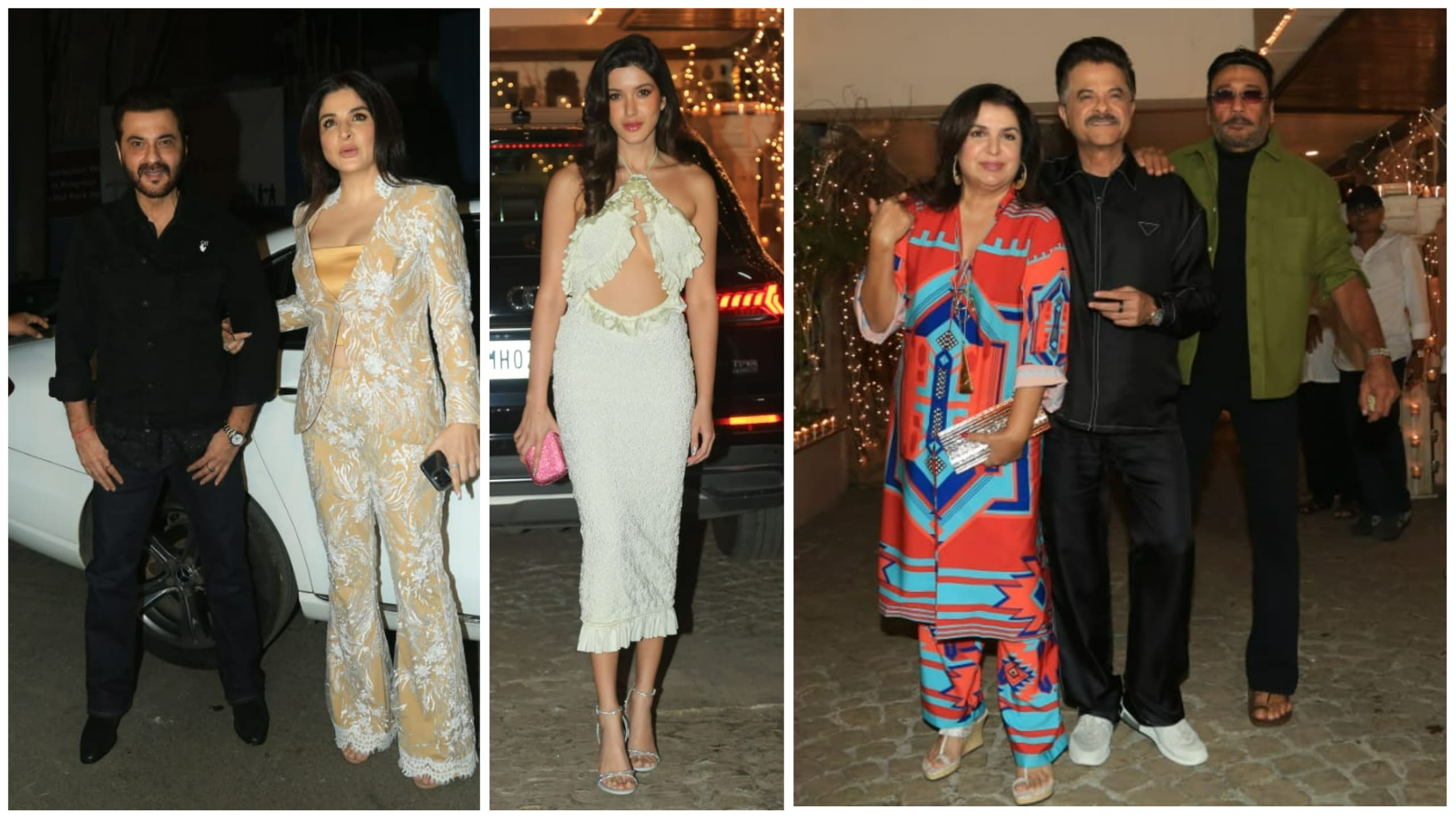 Sanjay Kapoor, Maheep Kapoor, Shanaya Kapoor, Farah Khan and Jackie Shroff at Anil Kapoor's birthday bash. (Varinder Chawla)