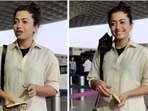 Rashmika Mandanna at airport. (Viral Bhayani). Rashmika Mandanna at airport. (Viral Bhayani).