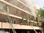 The fire officials said a call about the fire was received around 4 am and six fire tenders were rushed to the spot. The fire officials said a call about the fire was received around 4 am and six fire tenders were rushed to the spot.