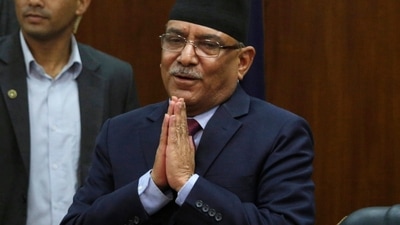 Pushpa Kamal Dahal "Prachanda": Leader of communist party Nepal, Pushpa Kamal Dahal greets. (AP)
