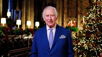 King Charles III records his first Christmas broadcast in the Quire of St George's Chapel at Windsor Castle, Berkshire. (AP) King Charles III records his first Christmas broadcast in the Quire of St George's Chapel at Windsor Castle, Berkshire. (AP)