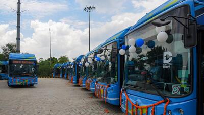 Currently, DTC operates a fleet of 7,200 buses, of which 250 are electric vehicles. In a bid to increase the number of electric buses in its fleet, the Delhi government in 2021 decided that it will only procure electric buses. (Amal KS/HT Photo) Currently, DTC operates a fleet of 7,200 buses, of which 250 are electric vehicles. In a bid to increase the number of electric buses in its fleet, the Delhi government in 2021 decided that it will only procure electric buses. (Amal KS/HT Photo)