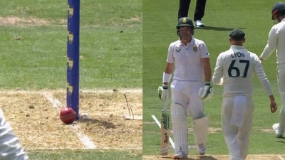 Nathan Lyon sledges Dean Elgar after freak survival Nathan Lyon sledges Dean Elgar after freak survival