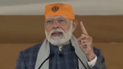 Pm Modi marked the first ‘Veer Bal Diwas’ event on Monday at Major Dhyan Chand Stadium in Delhi (Twitter Photo)