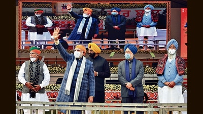 Prime Minister Narendra Modi participates in a ‘Veer Baal Diwas’ programme in New Delhi on Monday. (Sanjay Sharma) Prime Minister Narendra Modi participates in a ‘Veer Baal Diwas’ programme in New Delhi on Monday. (Sanjay Sharma)