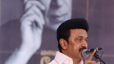 Tamil Nadu Chief Minister MK Stalin speaks at an event. (Twitter)