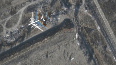 Russia-Ukraine War: Bomber in flight at northeast of Engels Air Base in Saratov, Russia. (Maxar/ Reuters)