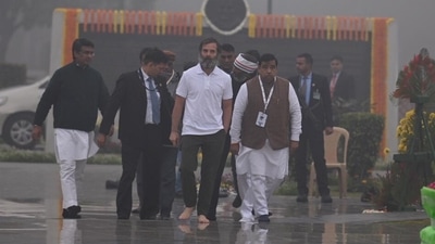 Rahul Gandhi had earlier planned on visiting the memorials on December 24, after his 'Bharat Jodo Yatra' march but later rescheduled it to Monday morning.&nbsp; (HT Photo/Raj K Raj)