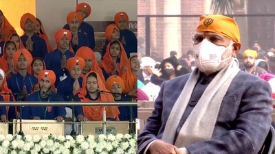 PM Modi takes part in a program to mark 'Veer Bal Diwas'. (ANI) PM Modi takes part in a program to mark 'Veer Bal Diwas'. (ANI)