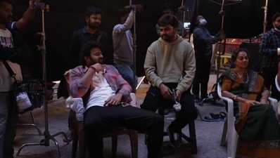 Prabhas' look from the sets of Raja Deluxe. Prabhas' look from the sets of Raja Deluxe.