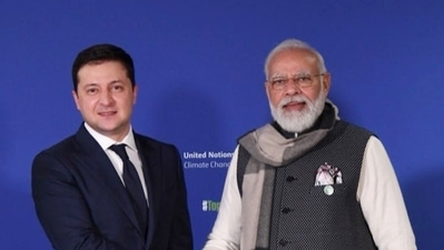 PM Narendra Modi with Ukraine President Volodymyr Zelensky at COP26 summit last year. PM Narendra Modi with Ukraine President Volodymyr Zelensky at COP26 summit last year.