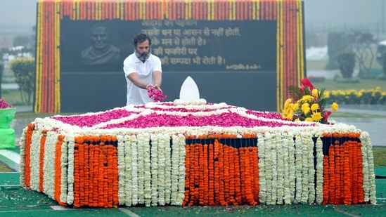 Former Congress president Rahul Gandhi on Monday visited the memorials of Mahatma Gandhi and several former prime ministers in the national capital and paid tributes. (PTI)