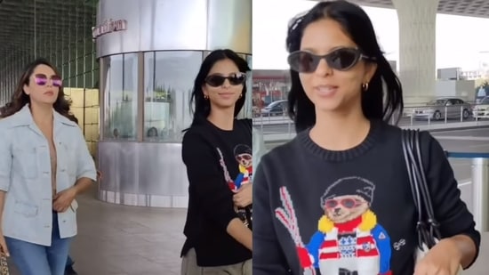 Suhana Khan and Gauri Khan at Mumbai airport on Monday. (Viral Bhayani)(Viral Bhayani)