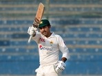 Pakistan's Sarfaraz Ahmed celebrates after scoring fifty during the first day of first test cricket match between Pakistan and New Zealand, in Karachi.(AP) Pakistan's Sarfaraz Ahmed celebrates after scoring fifty during the first day of first test cricket match between Pakistan and New Zealand, in Karachi.(AP)
