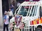 An ambulance carrying the remains of actor Tunisha Sharma arrived at her Mumbai home on Tuesday. An ambulance carrying the remains of actor Tunisha Sharma arrived at her Mumbai home on Tuesday.