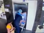Video shows elevator carrying patient dropping down.