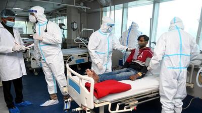 A drill underway at Covid Hospital in Sector 39, Noida on Tuesday. (Sunil Ghosh/HT Photo) A drill underway at Covid Hospital in Sector 39, Noida on Tuesday. (Sunil Ghosh/HT Photo)