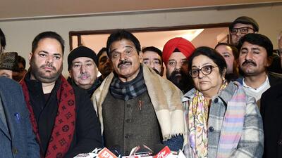AICC general secretary KC Venugopal (centre) addressing the media after chairing a meeting for the Bharat Jodo Yatra, in Srinagar on Tuesday. (ANI Photo) AICC general secretary KC Venugopal (centre) addressing the media after chairing a meeting for the Bharat Jodo Yatra, in Srinagar on Tuesday. (ANI Photo)