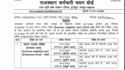 RSMSSB CET Graduate level exam date announced at rsmssb.rajasthan.gov.in RSMSSB CET Graduate level exam date announced at rsmssb.rajasthan.gov.in