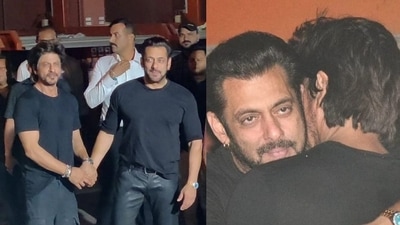 Shah Rukh Khan and Salman Khan hug at his birthday bash. (Pics: Yogen Shah) Shah Rukh Khan and Salman Khan hug at his birthday bash. (Pics: Yogen Shah)