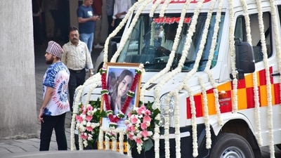 An ambulance carrying the remains of actor Tunisha Sharma arrived at her Mumbai home on Tuesday. An ambulance carrying the remains of actor Tunisha Sharma arrived at her Mumbai home on Tuesday.