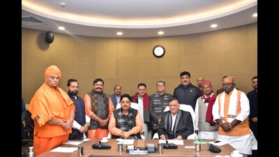 Uttar Pradesh legislative assembly speaker Satish Mahana attending the inaugural meeting of the house committees on Tuesday. (Sourced) Uttar Pradesh legislative assembly speaker Satish Mahana attending the inaugural meeting of the house committees on Tuesday. (Sourced)