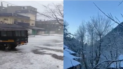 The two separate videos showed hailstorm in Assam's Dibrugarh (left), and snowfall in Jammu and Kashmir's Pahalgam (right). (ANI/Screengrab from videos) The two separate videos showed hailstorm in Assam's Dibrugarh (left), and snowfall in Jammu and Kashmir's Pahalgam (right). (ANI/Screengrab from videos)