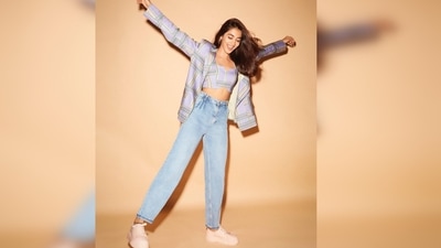 Pooja Hegde jumped around out of excitement in comfy yet stylish street-wear.&nbsp; (Instagram/@hegdepooja)