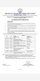 MBOSE Meghalaya Class 11 date sheet 2023 MBOSE Meghalaya Class 11 date sheet 2023
