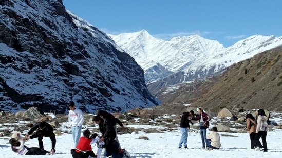 A large number of tourists arriving in Lahaul Spiti in the recent past has made it difficult for the authorities to cope. (ANI)