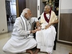 PM Modi with his mother when she celebrated her 99th birthday on June 18 this year. (source:Twitter/@narendramodi)