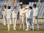 Delhi bowler Harshit Rana celebrates with teammates the wicket of Tamil Nadu captain Baba Indrajith during Day 2 of Ranji Trophy match Delhi bowler Harshit Rana celebrates with teammates the wicket of Tamil Nadu captain Baba Indrajith during Day 2 of Ranji Trophy match