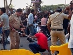 Salman Khan waved to his fans who later got unmanageable outside his house on Tuesday. Salman Khan waved to his fans who later got unmanageable outside his house on Tuesday.