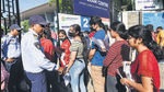 New Delhi, India - July 15, 2022: Students arrive to appear for the first slot of Common University Entrance Test for undergraduate admissions (CUET-UG) at North campus in New Delhi, India, on Friday, July 15, 2022. (Photo by Amal KS / Hindustan Times) (Hindustan Times) New Delhi, India - July 15, 2022: Students arrive to appear for the first slot of Common University Entrance Test for undergraduate admissions (CUET-UG) at North campus in New Delhi, India, on Friday, July 15, 2022. (Photo by Amal KS / Hindustan Times) (Hindustan Times)