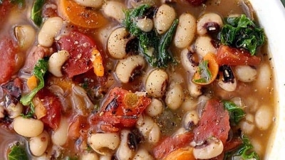 Black-Eyed Peas, Southern US: This dish is traditionally eaten on new year's day to bring good luck for the year. It is eaten alongside greens and cornbread. (Instagram/@bowlofdelicious) Black-Eyed Peas, Southern US: This dish is traditionally eaten on new year's day to bring good luck for the year. It is eaten alongside greens and cornbread. (Instagram/@bowlofdelicious)