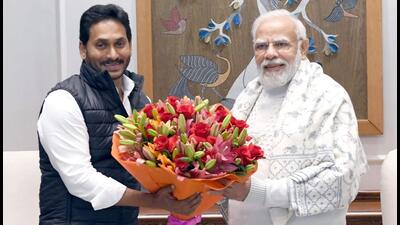 Andhra Pradesh chief minister Y S Jagan Mohan Reddy, who had an hour-long interaction with the Prime Minister in Delhi on Wednesday, submitted a long wish-list to him on various issues pertaining to the state. (HT Photo)